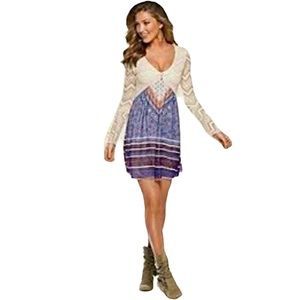 VENUS Cream and Purple Midi Dress